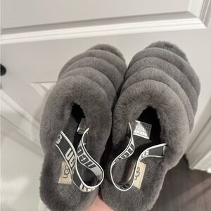 UGG Charcoal Plush Slippers